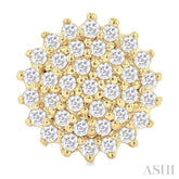 1/5 ctw Petite Round Shape Round Cut Diamond Cluster Fashion Stud Earring in 10K Yellow Gold